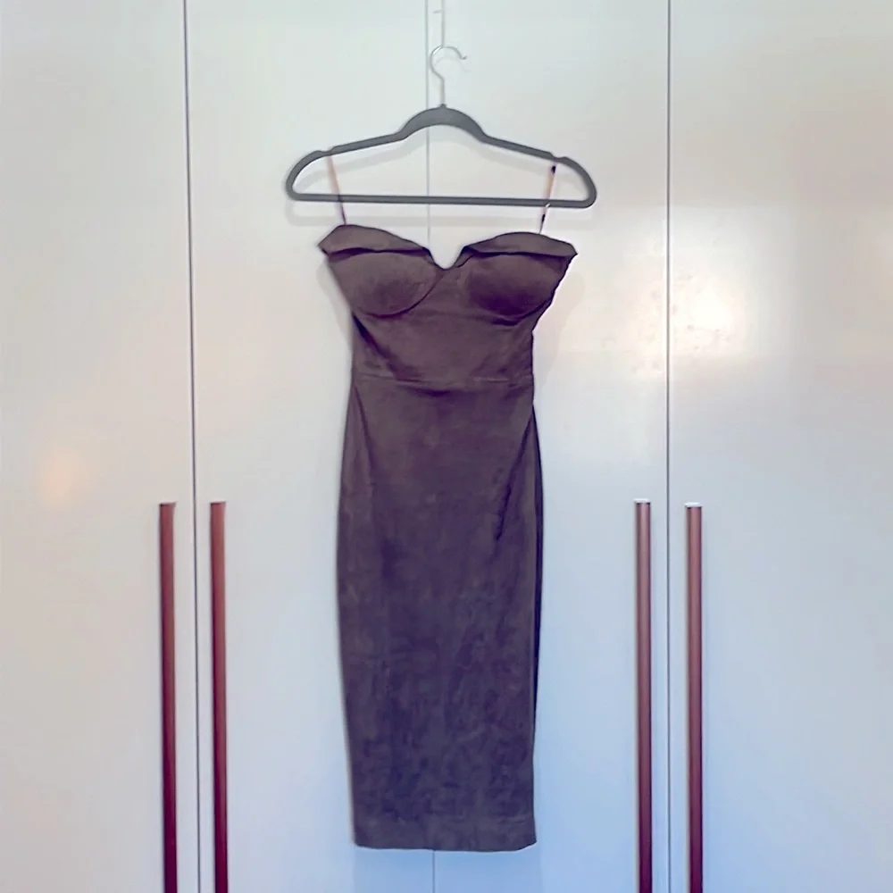 House Of CB London Pia Suedette Dress Taupe - Picture 10 of 13